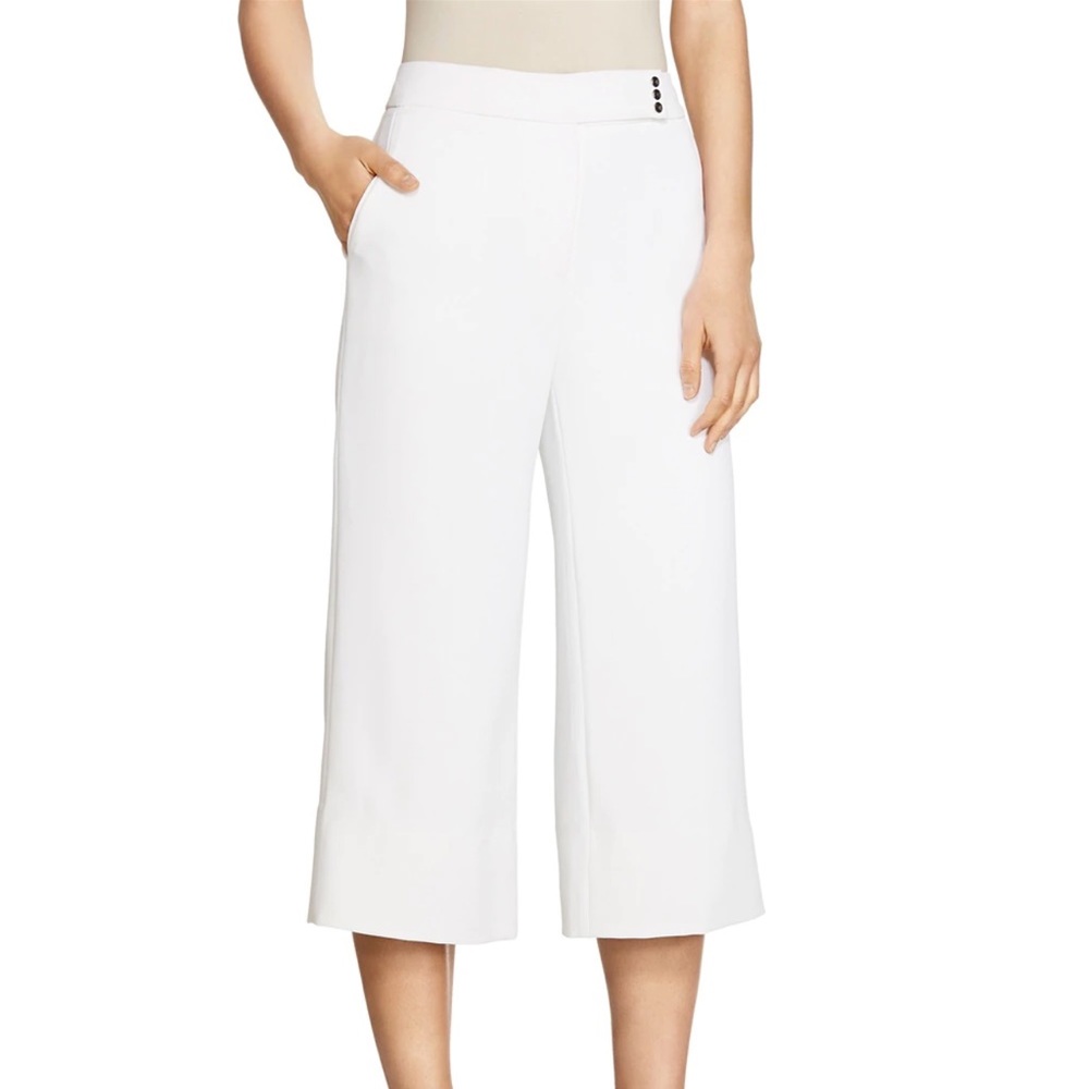 White House Black Market white wide leg crop pants